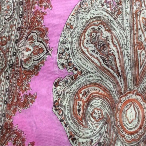 🌸BOHO PINK SHAWL SCARF KAFTAN COVER BEACH PAISLEY - Picture 3 of 7